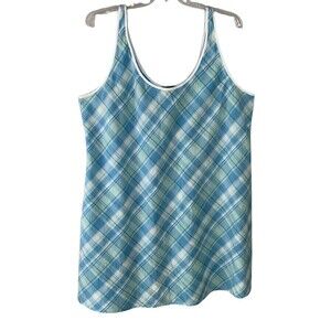 Halston Sleep Shirt Top Women 3X Plaid Loose Short Tank Style A-line